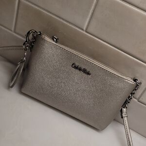 Calvin Klein Pewter Metallic Crossbody Bag